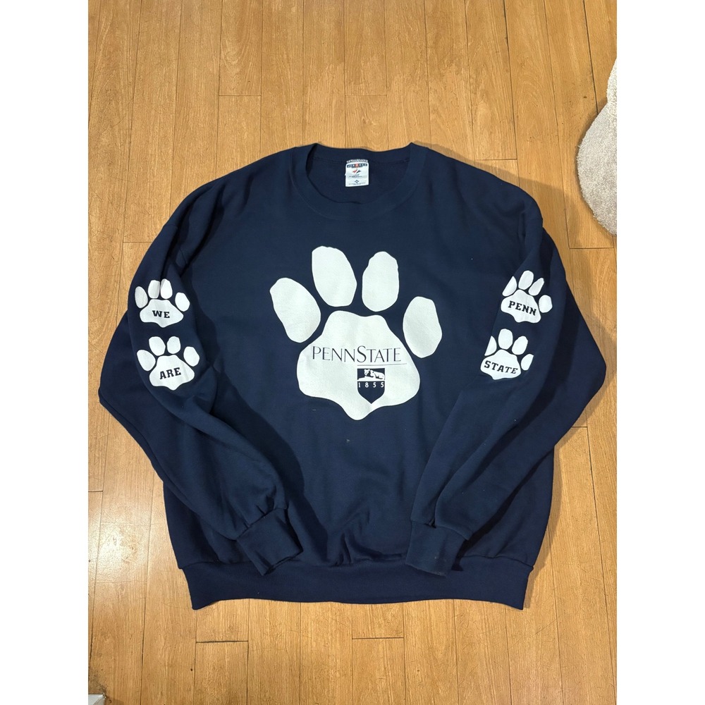 Vintage Jerzees Penn State Sweatshirt 2X Navy Blue Paw Print We Are Made in USA